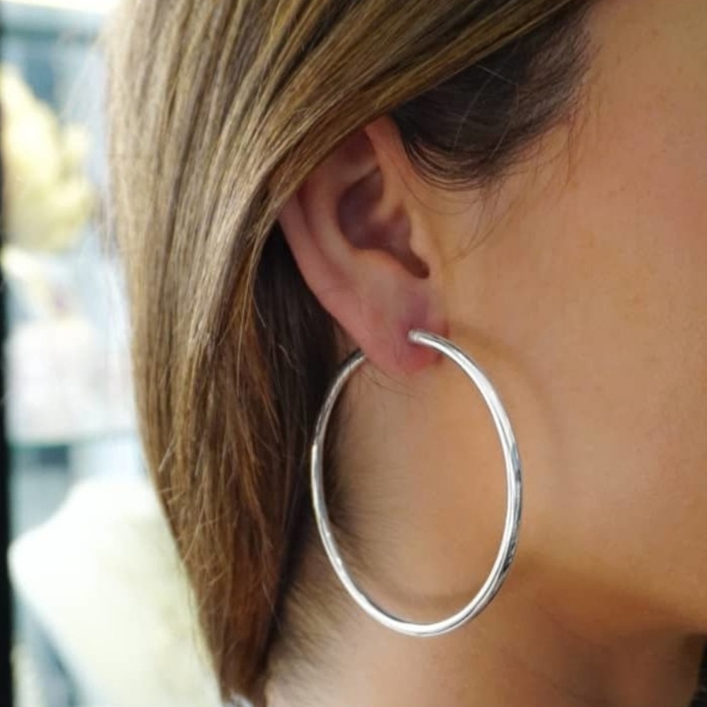 Argento Vivo Shiny Silver Hoop Earrings